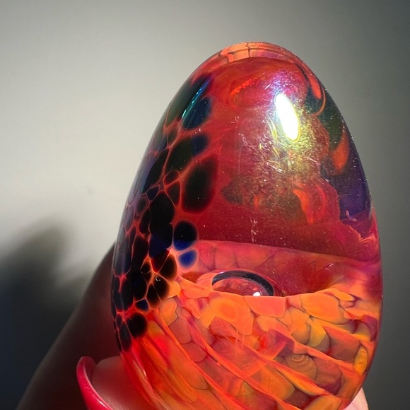 GES Glass Eye Studio Iridescent Egg Art Glass Paperweight 1997 - Picture 8 of 14